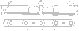 ANSI Double Pitch Stainless Steel Hollow Pin Chains (Rollerless Type)