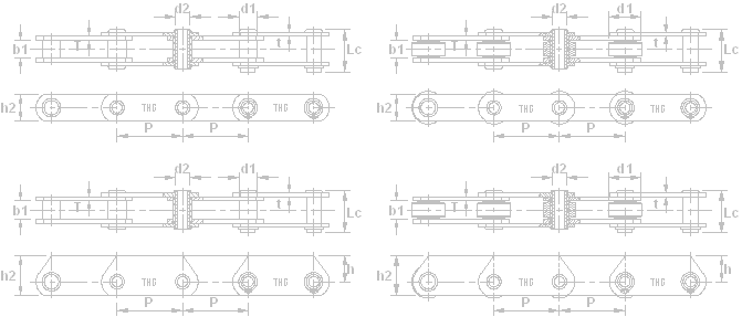 BS standard long pitch stainless steel hollow bearing pin conveyor chains (metric and inch series)