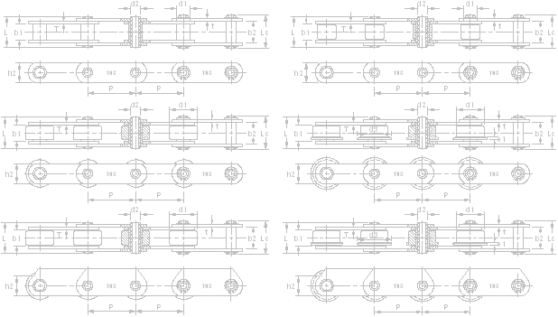 ISO standard long pitch stainless steel hollowpin conveyor chains